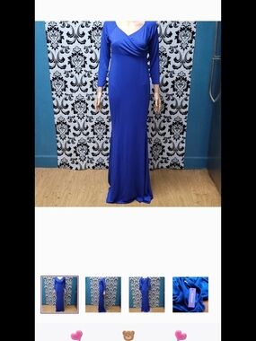 Sleek Cobalt Blue Long-Sleeve Maxi Dress